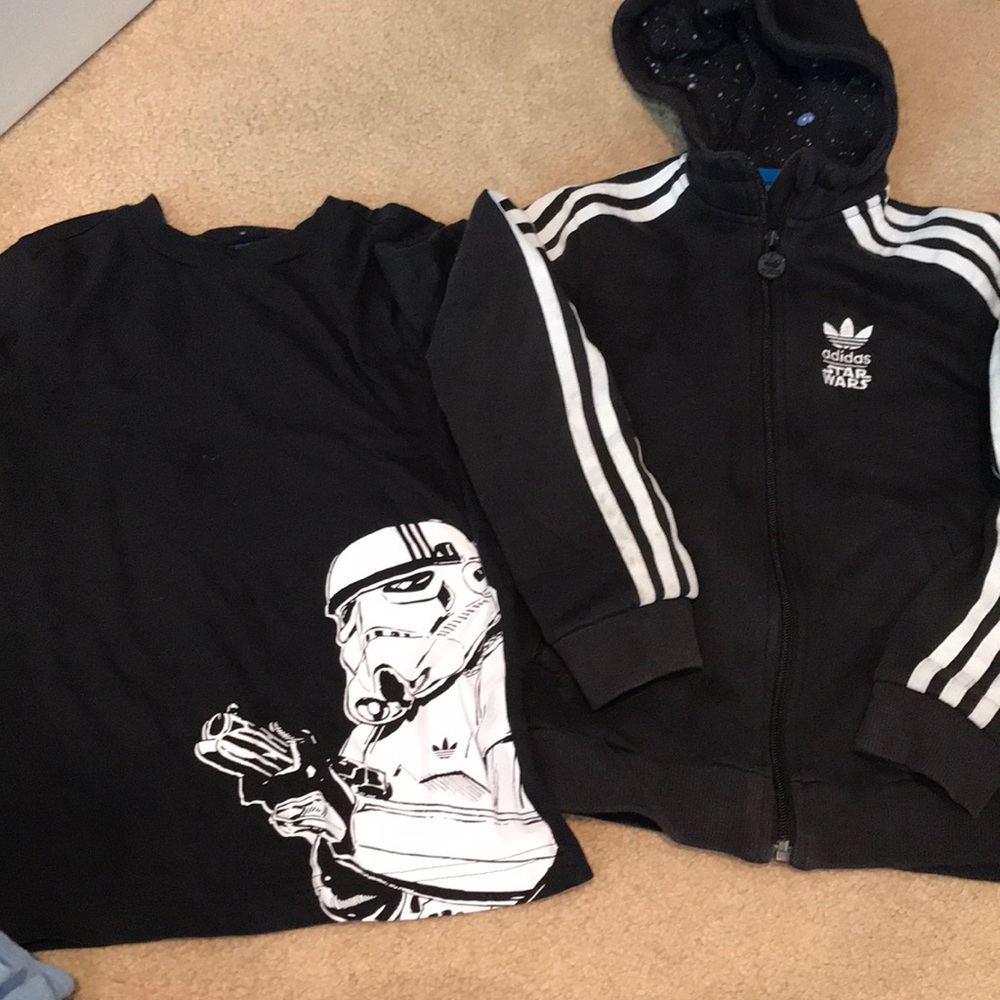 Adidas Star Wars boys XS shirt and hoodie